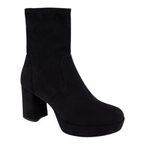 Kenneth Cole Reaction Women's Black Georgia Stretch Platform Zip Booties Size 10